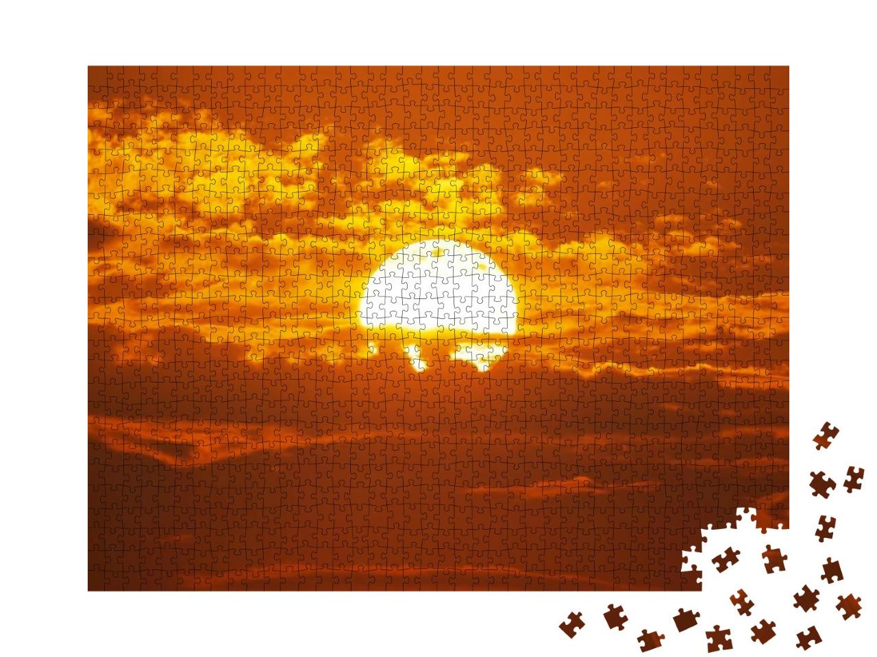 Big Sun on Sunset. Nature Composition... Jigsaw Puzzle with 1000 pieces