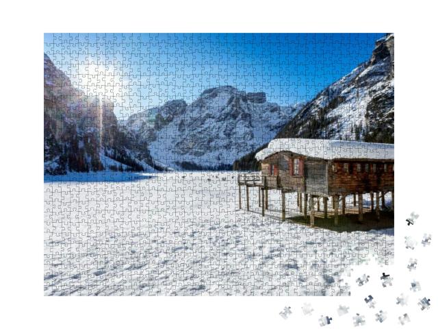 Beautiful, Panoramic View to the Snow Covered Lake Lago D... Jigsaw Puzzle with 1000 pieces