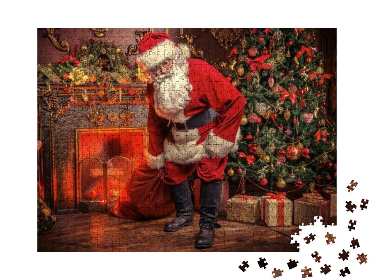Santa Claus Bring the Sack with Gifts for Christmas. the... Jigsaw Puzzle with 1000 pieces