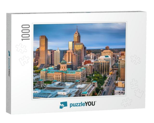 Indianapolis, Indiana, USA Downtown Skyline At Twilight fr... Jigsaw Puzzle with 1000 pieces