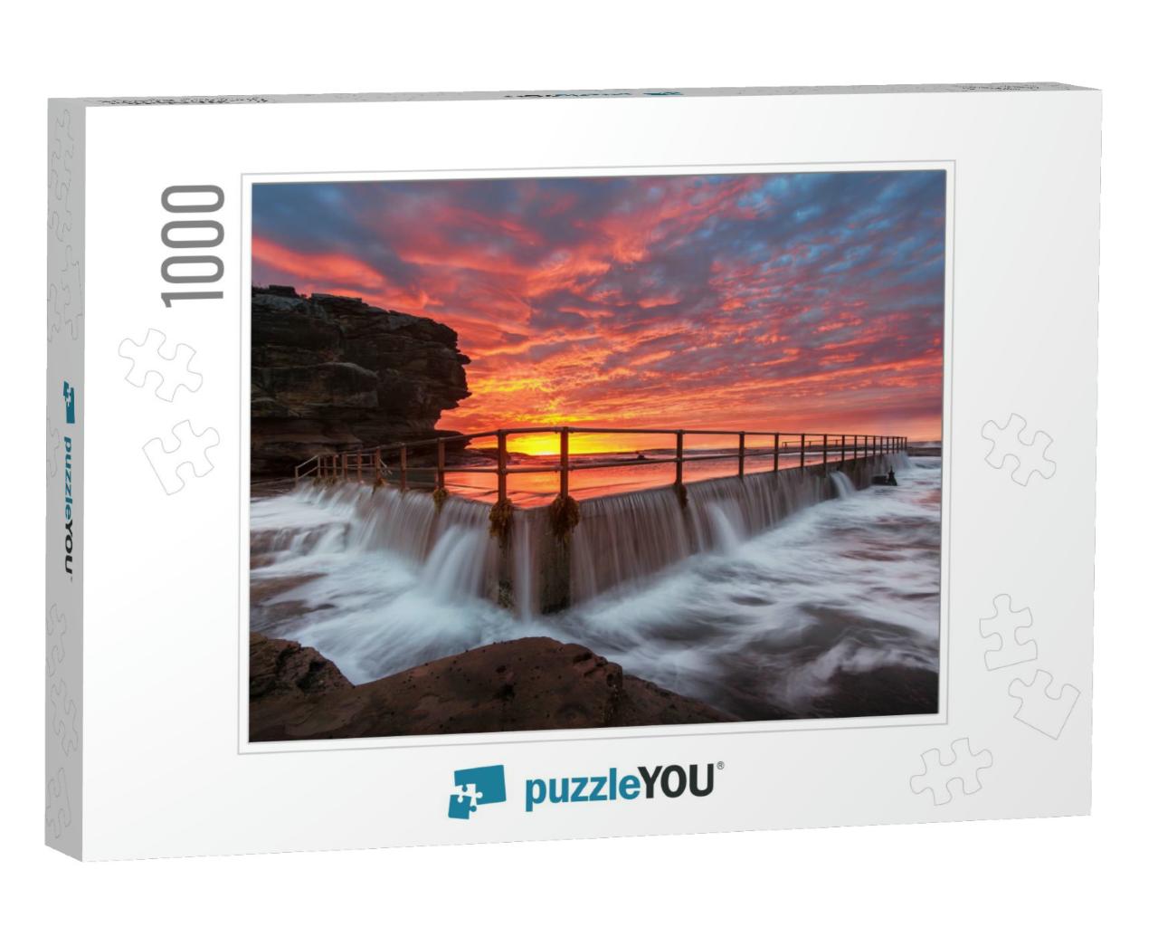 Amazing Sunrise At North Curl Rock Pool, Sydney Rockpool... Jigsaw Puzzle with 1000 pieces