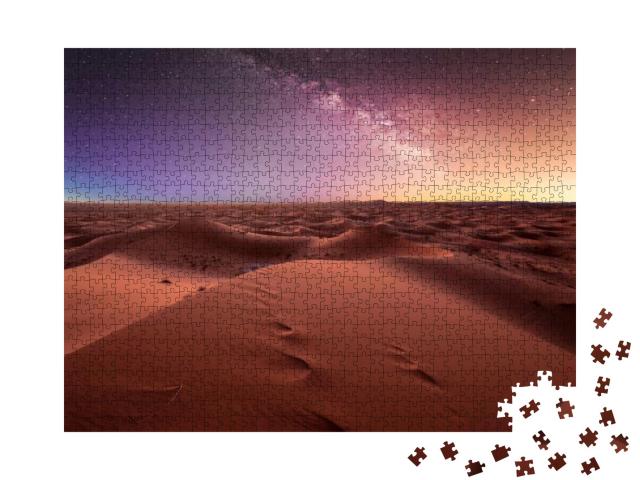 Amazing Milky Way Over the Dunes Erg Chebbi in the Sahara... Jigsaw Puzzle with 1000 pieces