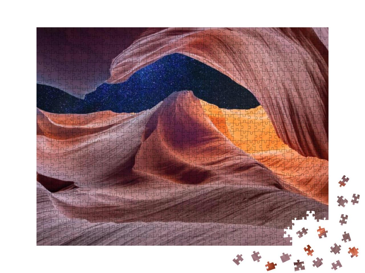 Antelope Canyon Abstraction with Milky Way & Stars - Abst... Jigsaw Puzzle with 1000 pieces
