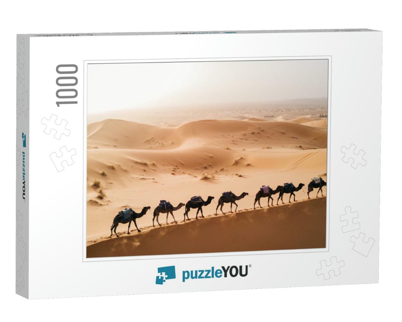 Tuareg with Camels Walk Thru the Desert on the Western Pa... Jigsaw Puzzle with 1000 pieces
