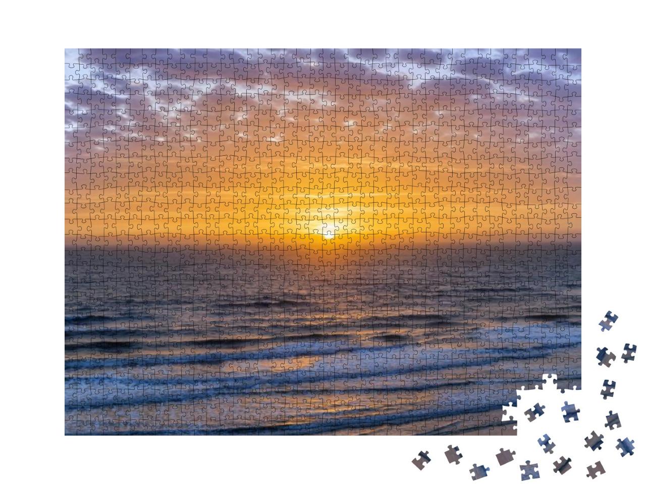 Sunrise Over Atlantic Ocean with Dramatic Sky in Florida... Jigsaw Puzzle with 1000 pieces