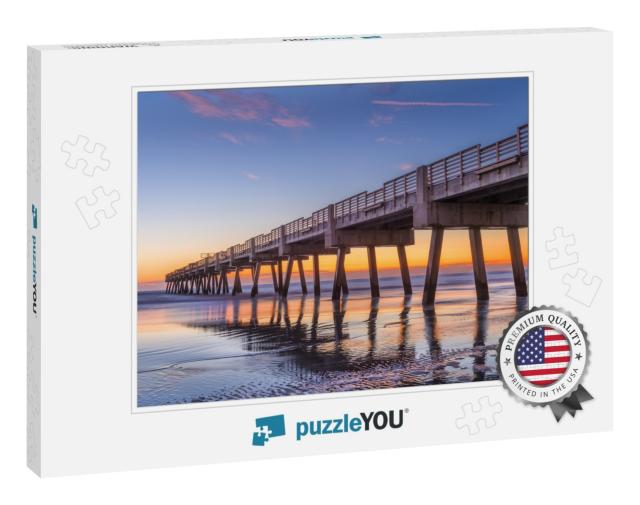 Jacksonville, Florida, USA Beach View with Jacksonville Pi... Jigsaw Puzzle