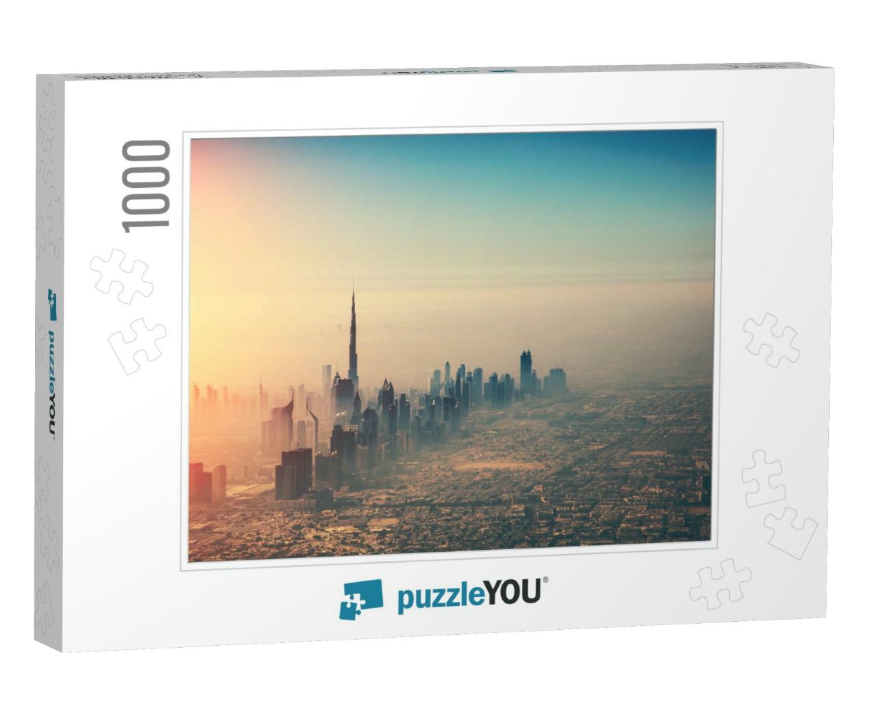 Aerial View of Dubai City in Sunset Light. Panoramic View... Jigsaw Puzzle with 1000 pieces