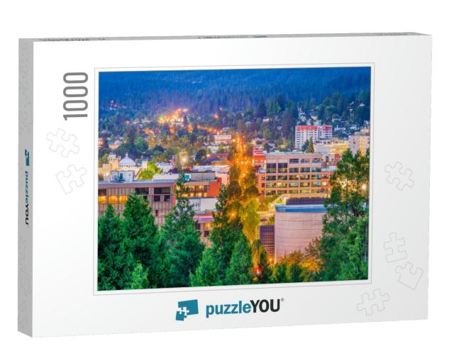 Eugene, Oregon, USA Downtown Cityscape At Dusk... Jigsaw Puzzle with 1000 pieces
