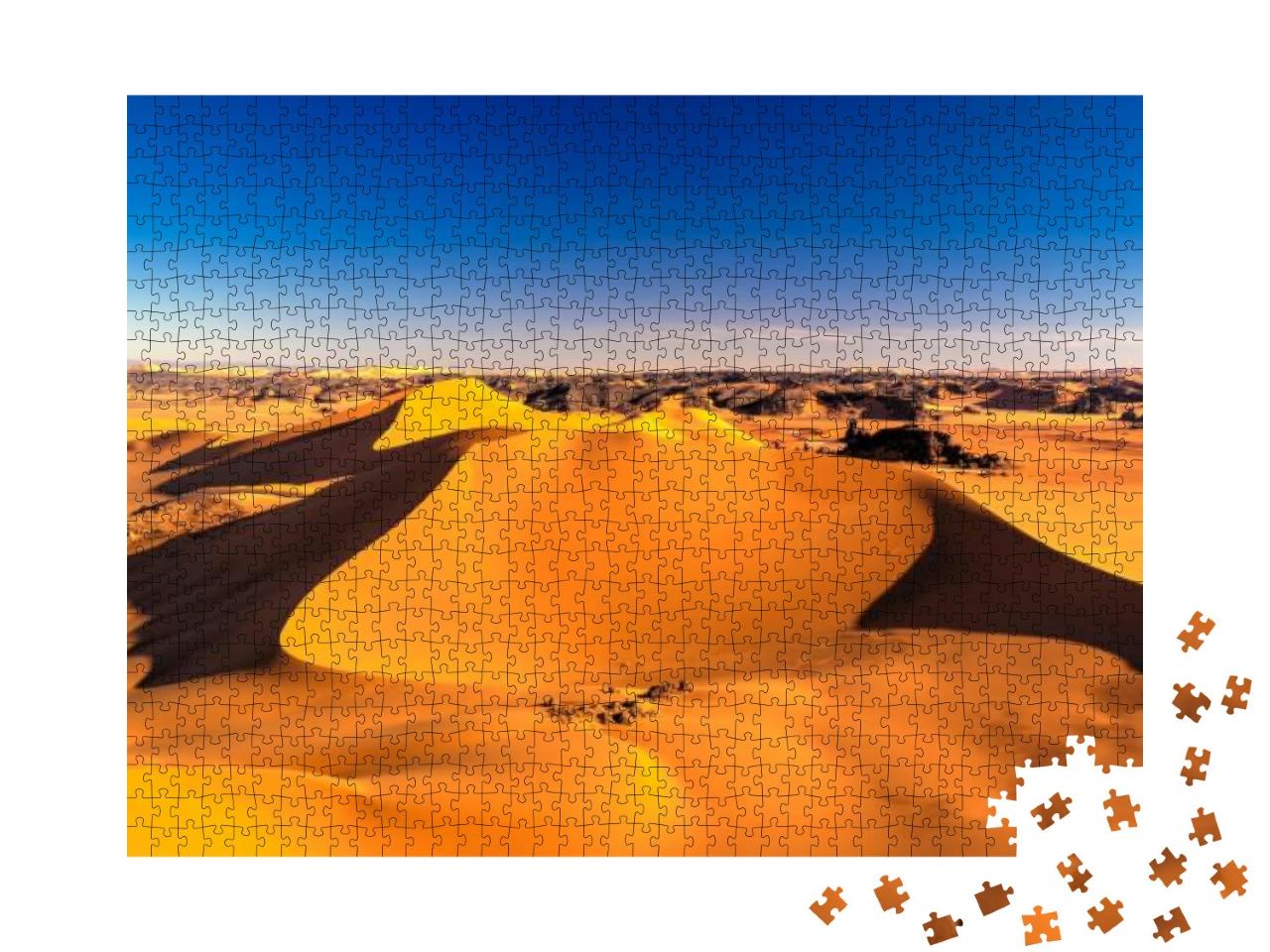 Sunset View to Tin Merzouga Dune At Tassili Najjer Nation... Jigsaw Puzzle with 1000 pieces