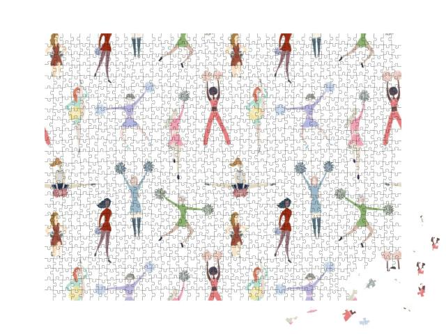 Cheerleader Girls Colorful Seamless Pattern... Jigsaw Puzzle with 1000 pieces