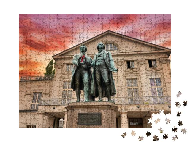 Sunset At the Famous German National Theater with Goethe-... Jigsaw Puzzle with 1000 pieces