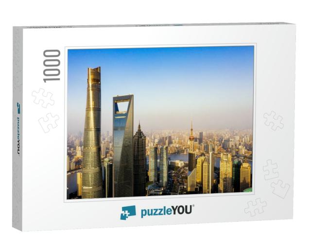 Shanghai Skyline Panorama in Sunset, Pudong Financial Cen... Jigsaw Puzzle with 1000 pieces