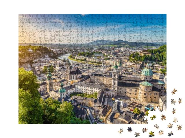 Aerial View of the Historic City of Salzburg At Sunset, S... Jigsaw Puzzle with 1000 pieces