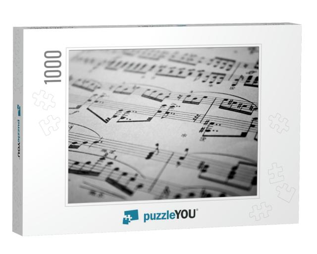 Sheet Music Background Musical Notes with Selective Focus... Jigsaw Puzzle with 1000 pieces