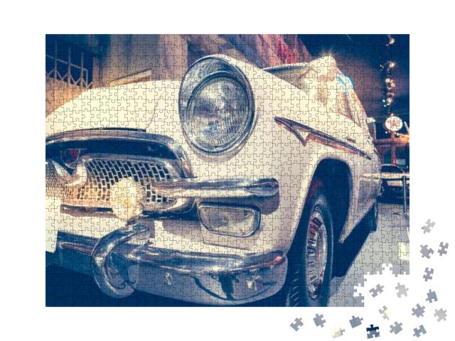 Headlight Lamp Vintage Classic Car - Vintage Effect Style... Jigsaw Puzzle with 1000 pieces