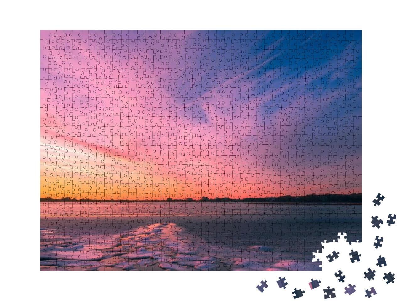 Winter Seascape with Dramatic Clouds At Twilight on Cape... Jigsaw Puzzle with 1000 pieces