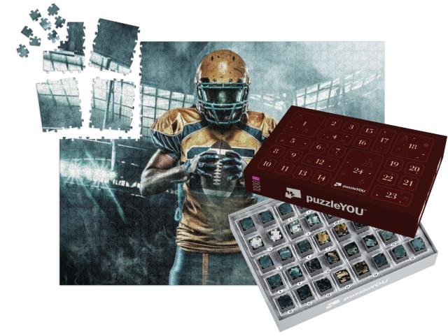 American Football Sportsman Player on Stadium with Lights... | Advent Calendar Jigsaw Puzzle