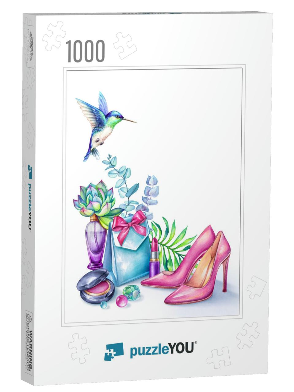 Watercolor Illustration, Fashion Elements Isolated... Jigsaw Puzzle with 1000 pieces