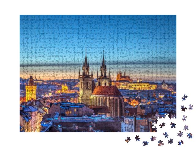 Rooftop View Over Historical Center of Prague, Czech Repu... Jigsaw Puzzle with 1000 pieces