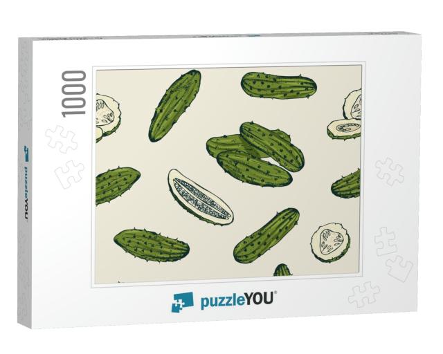 Seamless Pattern with Pickles or Pickled Cucumbers... Jigsaw Puzzle with 1000 pieces