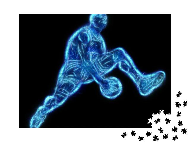 Neon Image of a Professional Basketball Player Jumping wi... Jigsaw Puzzle with 1000 pieces