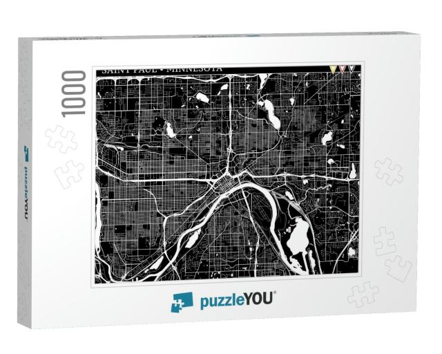 Simple Map of Saint Paul, Minnesota, Usa. Black & White V... Jigsaw Puzzle with 1000 pieces