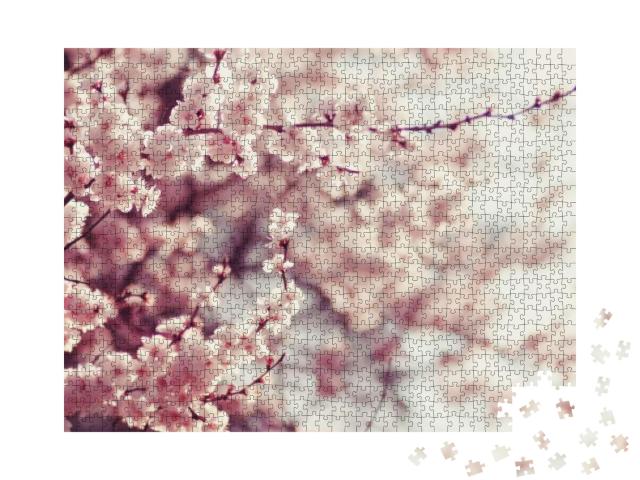 Spring Cherry Blossoms, Pink Flowers... Jigsaw Puzzle with 1000 pieces