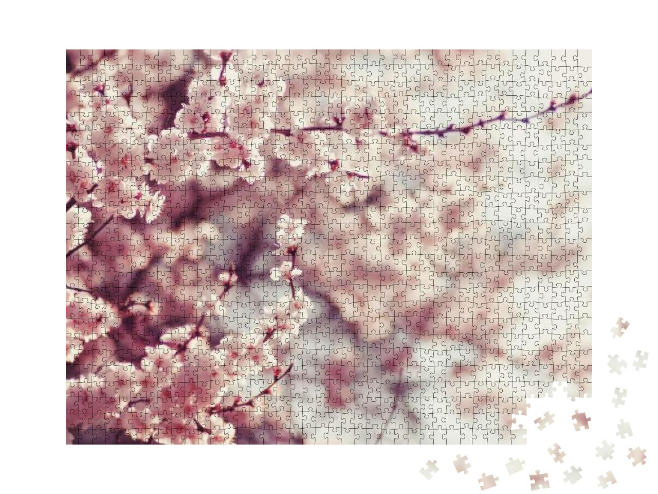 Spring Cherry Blossoms, Pink Flowers... Jigsaw Puzzle with 1000 pieces
