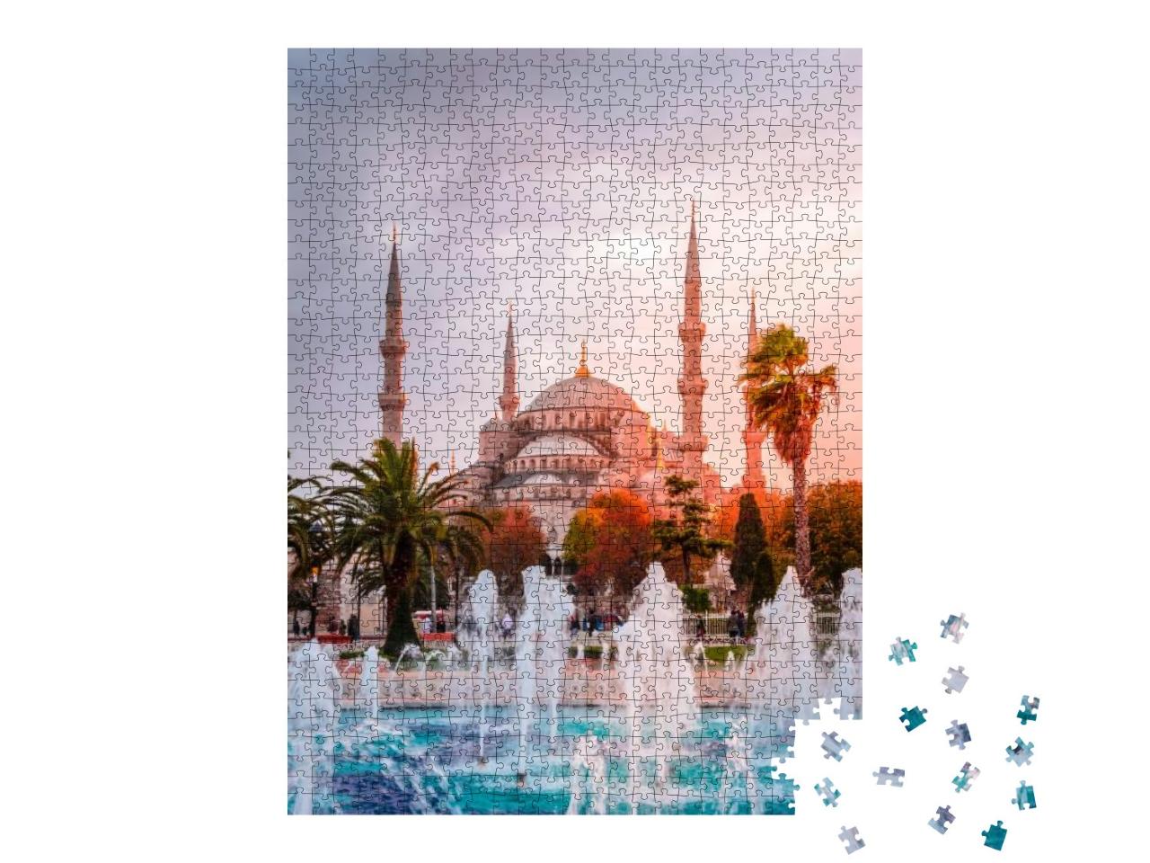 The Blue Mosque, Sultanahmet Camii in Sunset, Istanbul, T... Jigsaw Puzzle with 1000 pieces