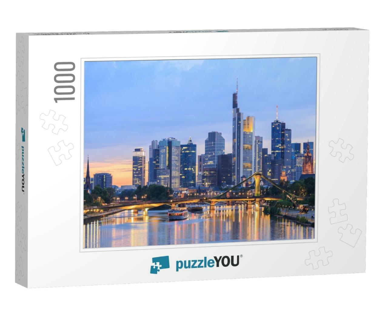 View of Frankfurt Am Main Skyline At Dusk, Germany... Jigsaw Puzzle with 1000 pieces