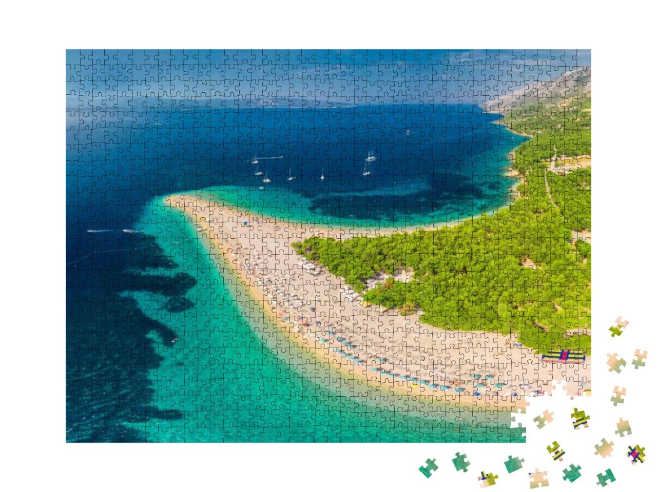 Famous Zlatni Rat Beach in Bol, Island Brac, Croatia, Eur... Jigsaw Puzzle with 1000 pieces