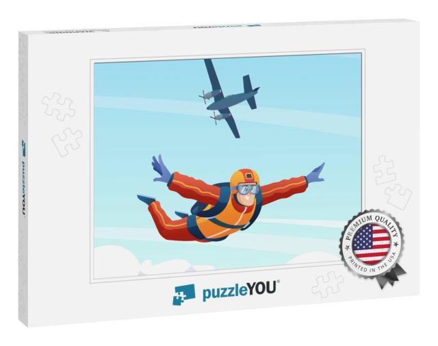 Skydiver Jumps from the Plane & Skydiving in the Sky Illu... Jigsaw Puzzle