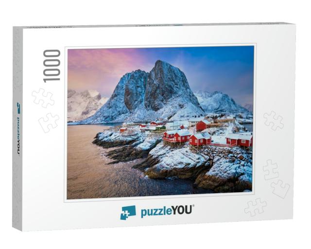 Famous Tourist Attraction Hamnoy Fishing Village on Lofot... Jigsaw Puzzle with 1000 pieces
