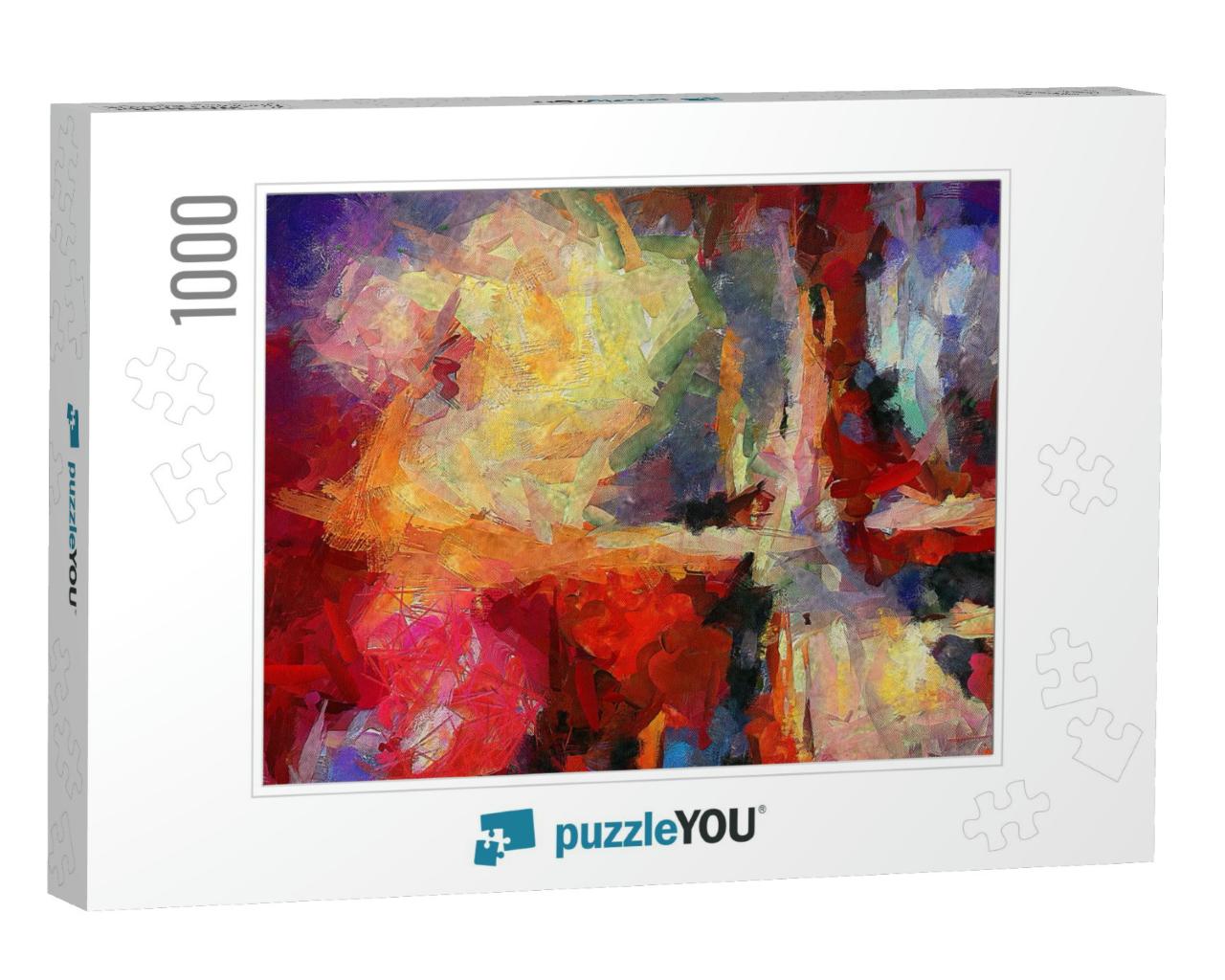 Abstract Art Background. Oil on Canvas. Warm Colors. Soft... Jigsaw Puzzle with 1000 pieces