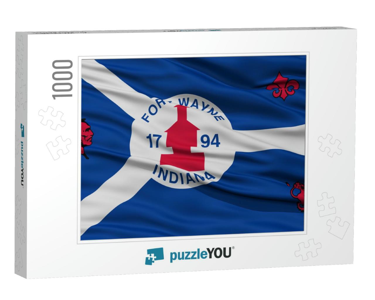Closeup of Fort Wayne City Flag, Waving in the Wind, Indi... Jigsaw Puzzle with 1000 pieces