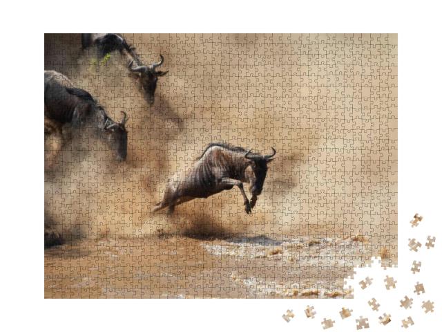 It is the Great Wildebeest Migration. These Are Good Pict... Jigsaw Puzzle with 1000 pieces