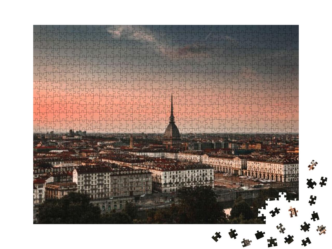 Torino City a View from the Top of the Mountain... Jigsaw Puzzle with 1000 pieces