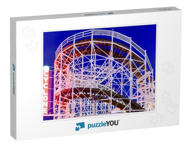 Cyclone Rollercoaster in Coney Island, Brooklyn, New York... Jigsaw Puzzle