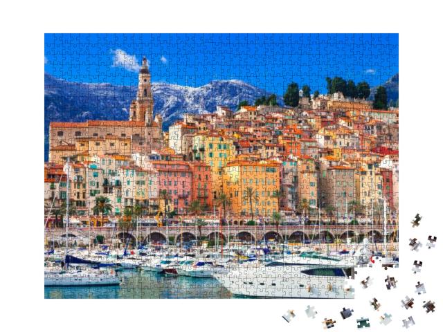 Colorful Menton - Luxury Holidays in South of France... Jigsaw Puzzle with 1000 pieces