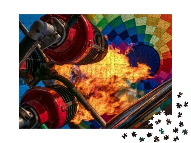 Hot Air Balloon or Aerostat, Bright Burning Fire Flame fr... Jigsaw Puzzle with 1000 pieces