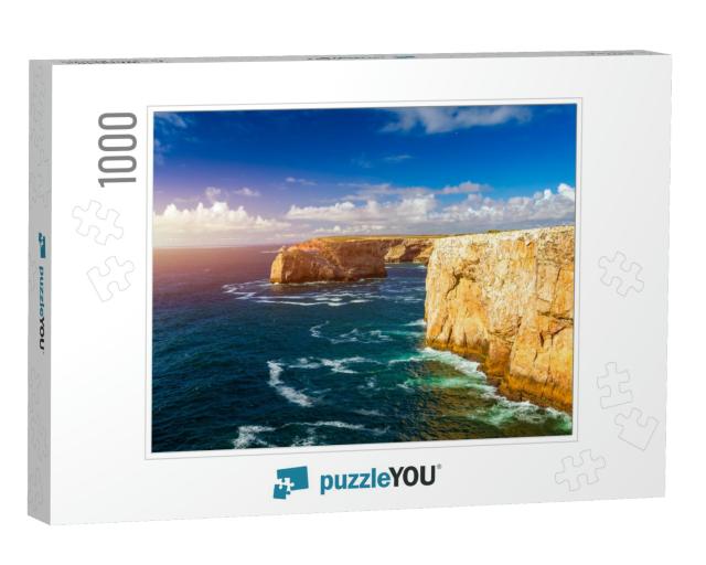 Portuguese Coast, Cliff Into the Atlantic Ocean. Taken in... Jigsaw Puzzle with 1000 pieces
