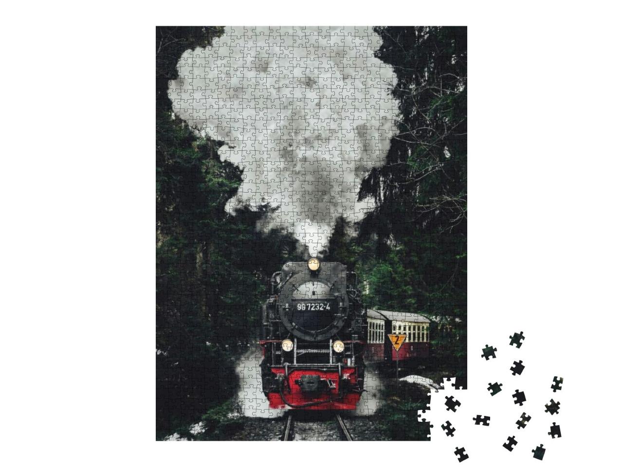 Historic Steam Locomotive, Train in the Snow in the Mount... Jigsaw Puzzle with 1000 pieces