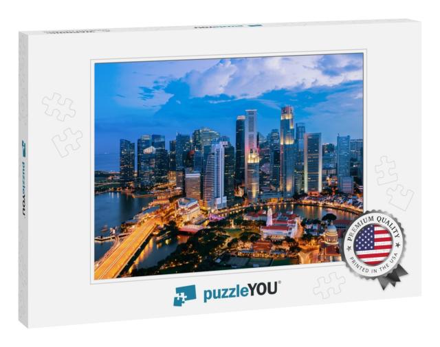 Singapore Cityscape At Dusk. Landscape of Singapore Busin... Jigsaw Puzzle