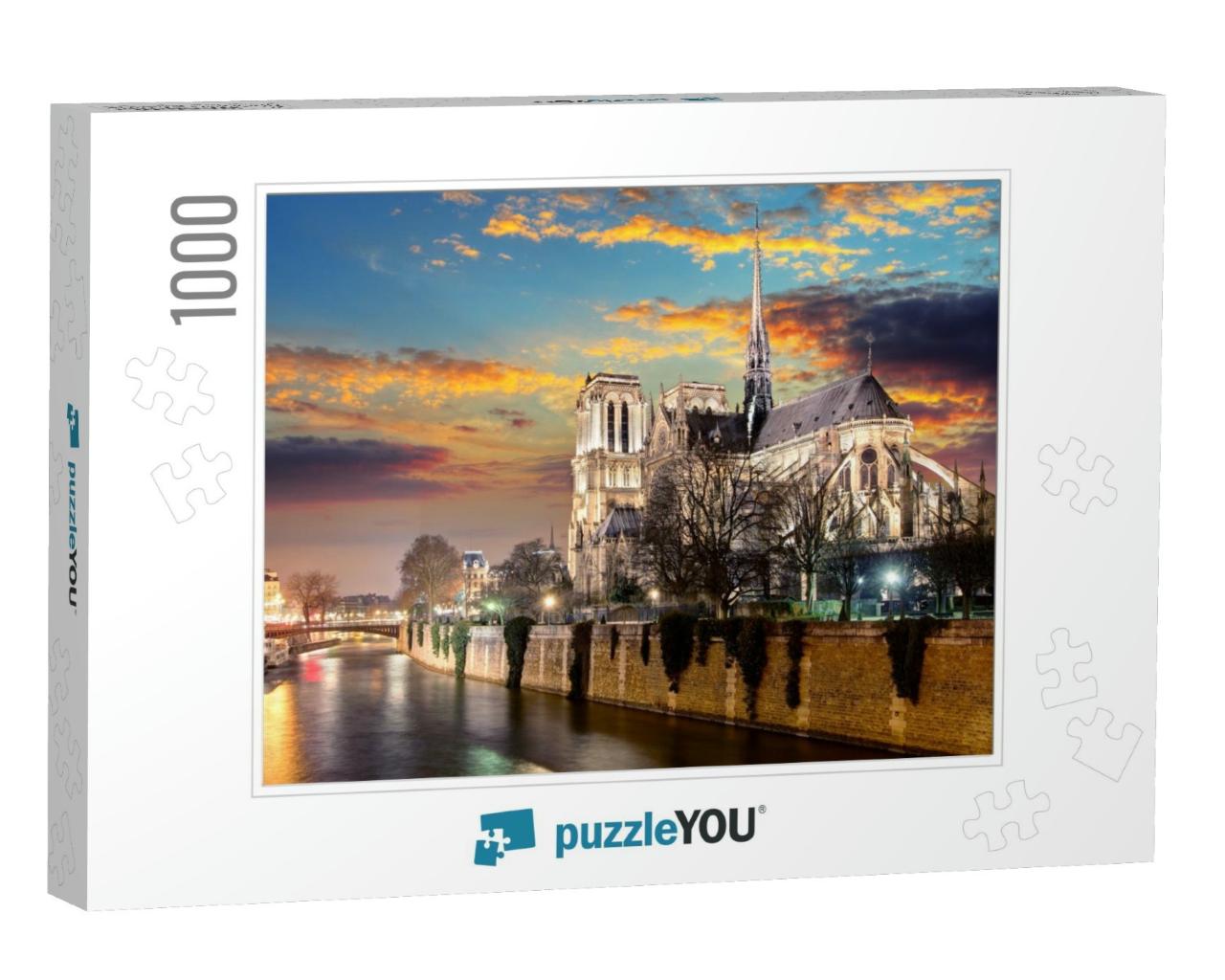 Island Cite with Cathedral Notre Dame De Paris... Jigsaw Puzzle with 1000 pieces
