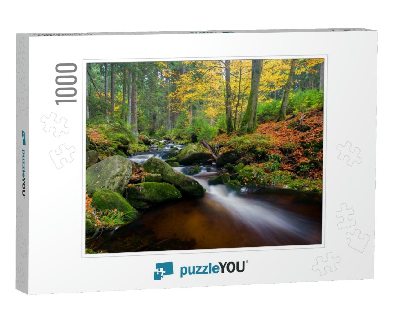 Autumn Colors Waterfall in Germany Braunlage, Long Exposu... Jigsaw Puzzle with 1000 pieces