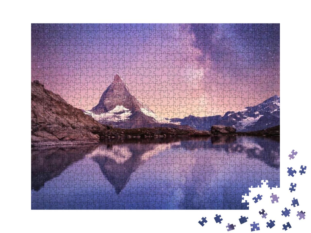 Matterhorn & Reflection on the Water Surface At the Night... Jigsaw Puzzle with 1000 pieces