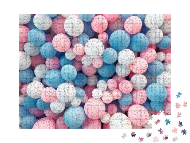 Many Colorful Balloons Decorated Wall as Background... Jigsaw Puzzle with 1000 pieces
