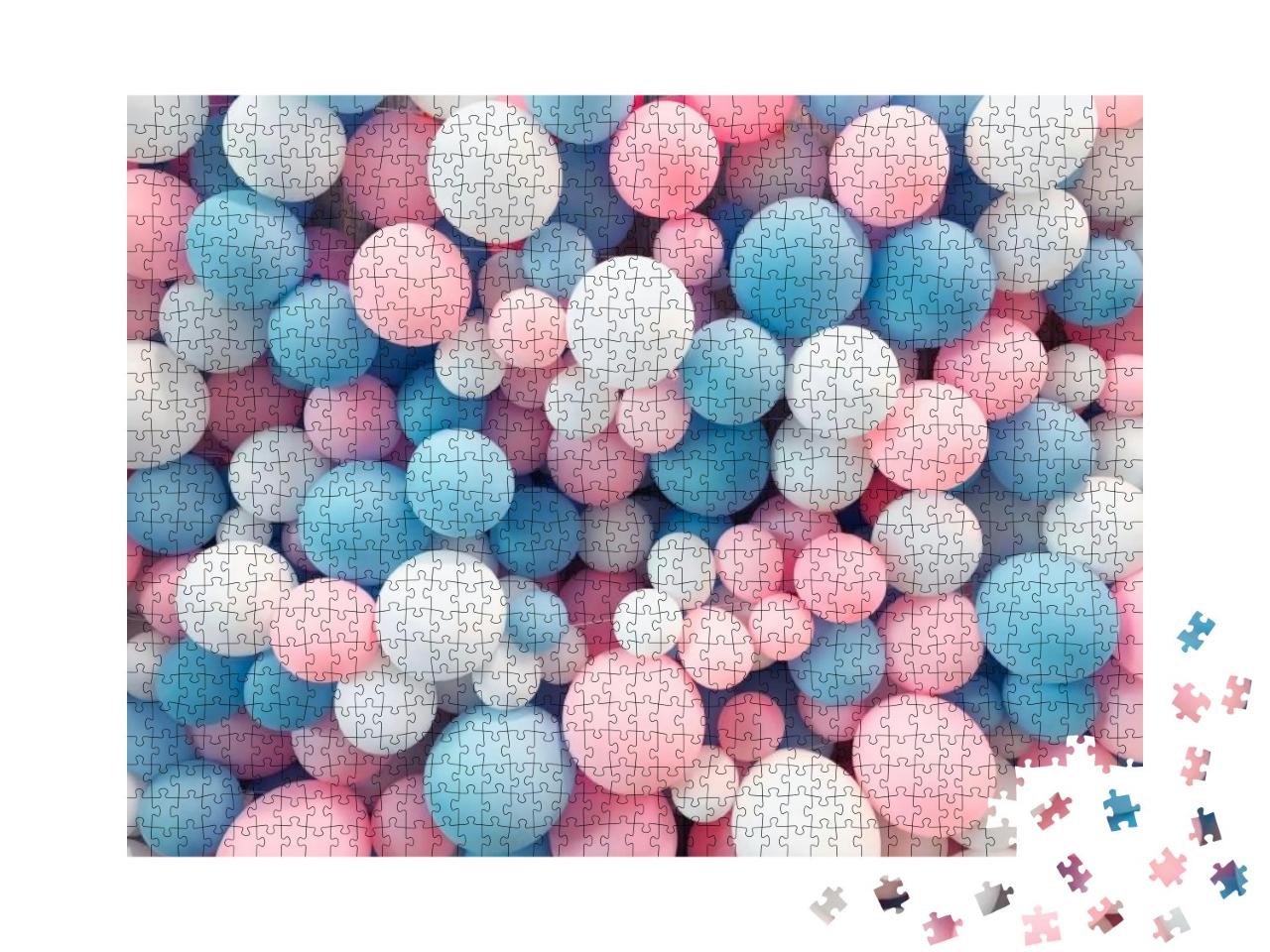 Many Colorful Balloons Decorated Wall as Background... Jigsaw Puzzle with 1000 pieces