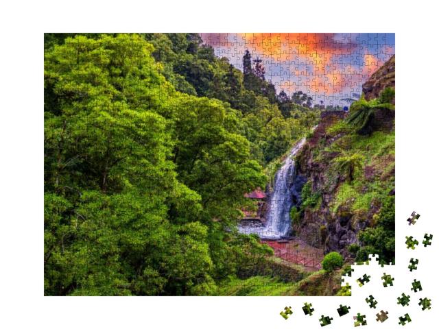 Waterfall At Parque Natural Da Ribeira Dos Caldeiroes, Sa... Jigsaw Puzzle with 1000 pieces