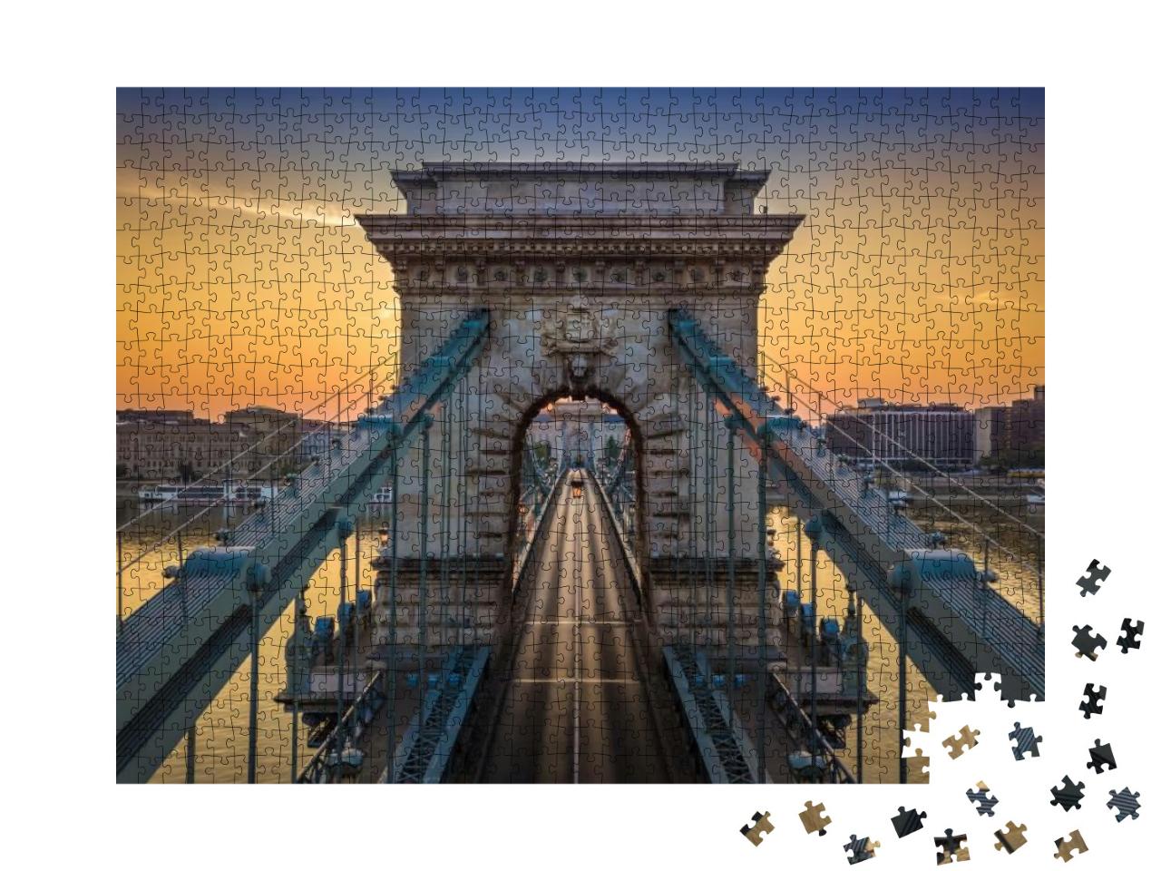 Budapest, Hungary - the World Famous Szechenyi Chain Brid... Jigsaw Puzzle with 1000 pieces